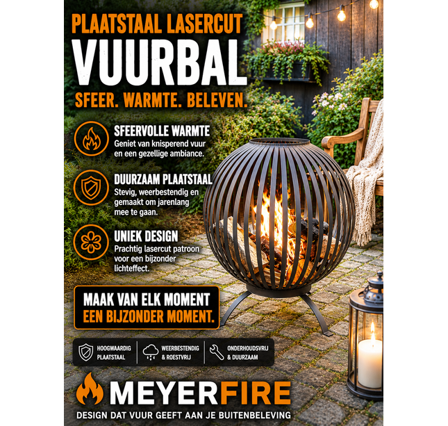 Plaatstaal Meyerfire lasercut Ø59 streep design