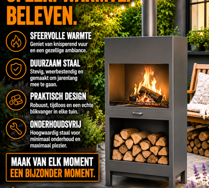Terraskachel Meyerfire XL + Houtopslag Zwart