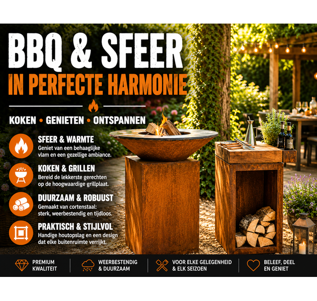 Combi Meyerfire BBQ Ø80+Butcher block