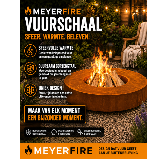Vuurtafel Meyerfire Rond cortenstaal Ø100