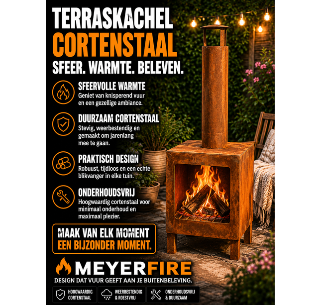 Terraskachel Meyerfire Roest staal Smal formaat