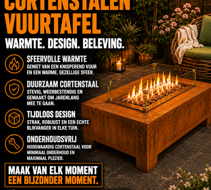 Sfeervolle cortenstalen vuurtafel - 120cm