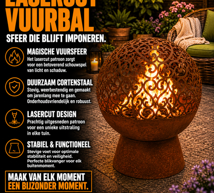 Vuurbal laser cut krullen roest S