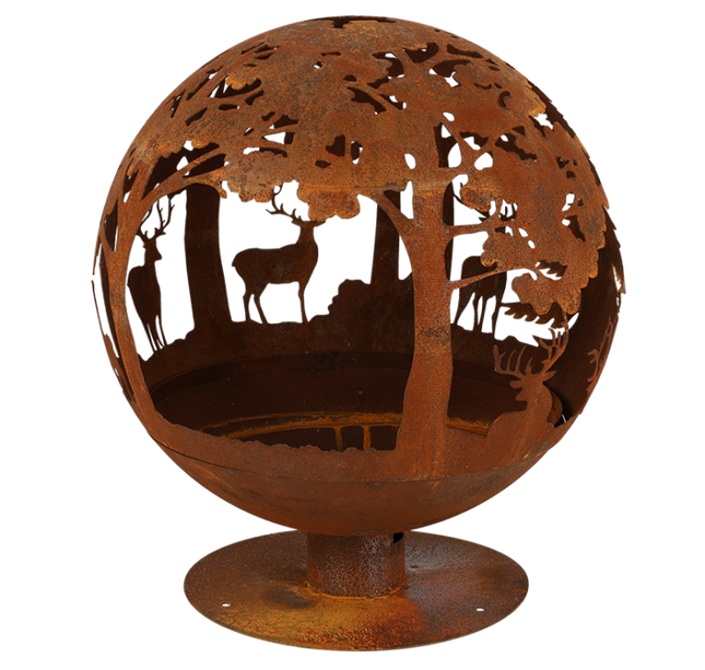 Cortenstaal Meyerfire lasercut vuurbal Ø58 hert design