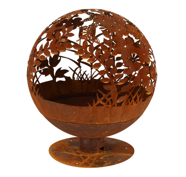 Roest vuurbal lasergesneden bloemen