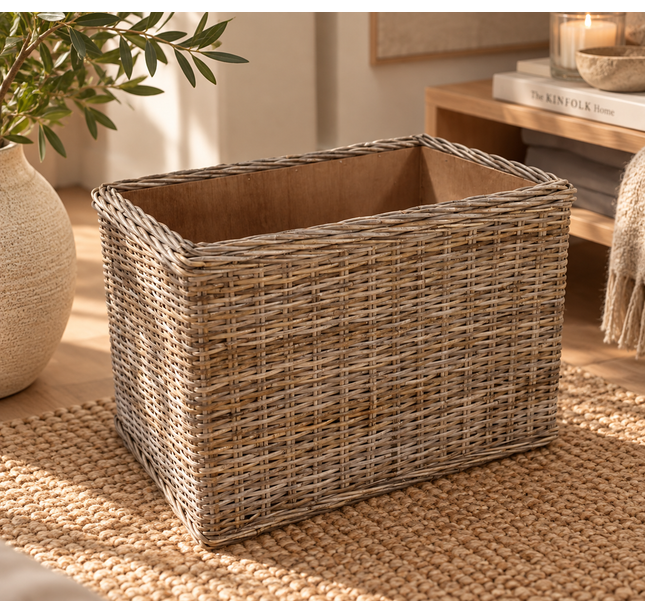 Houtmand rechthoekig met wielen & houtbekleding groot