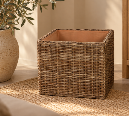 Panier en bois kubu carré moyen à roulettes