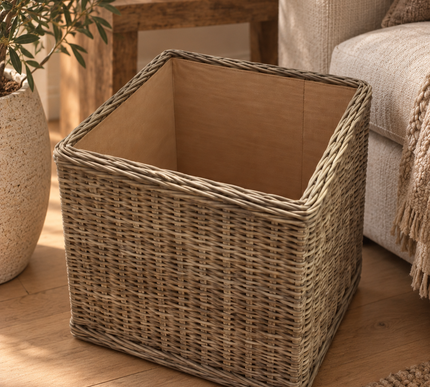 Panier en bois kubu carré moyen à roulettes