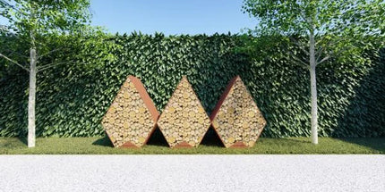 Flam cortenstaal houtopslag