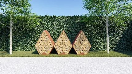 Flam cortenstaal houtopslag