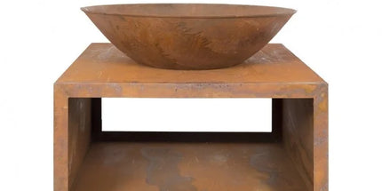 Vuurschaal Soho cortenstaal met houtopslag