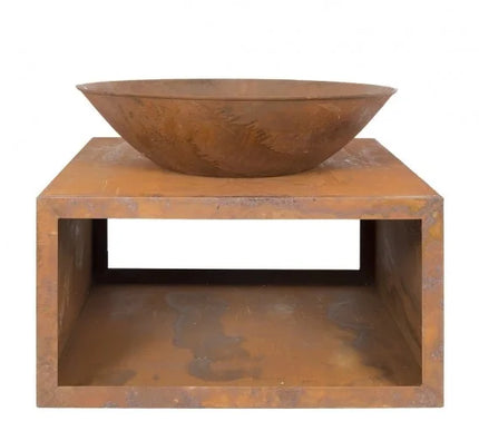 Vuurschaal Soho cortenstaal met houtopslag