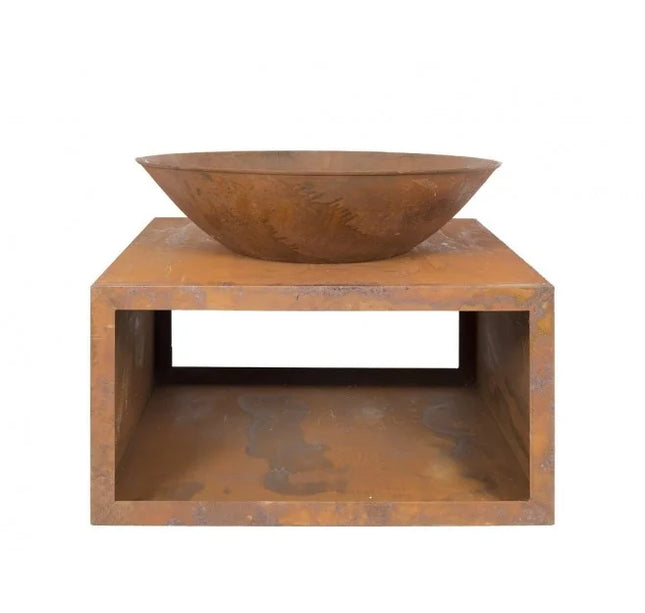 Vuurschaal Soho cortenstaal met houtopslag