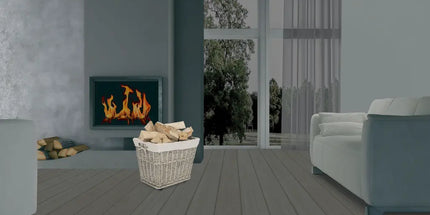 Houtmand met jute op wieltjes