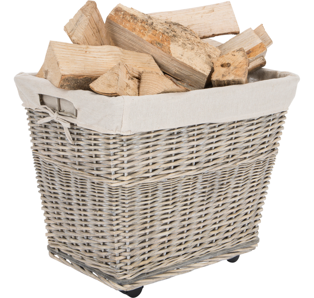 Houtmand met jute op wieltjes