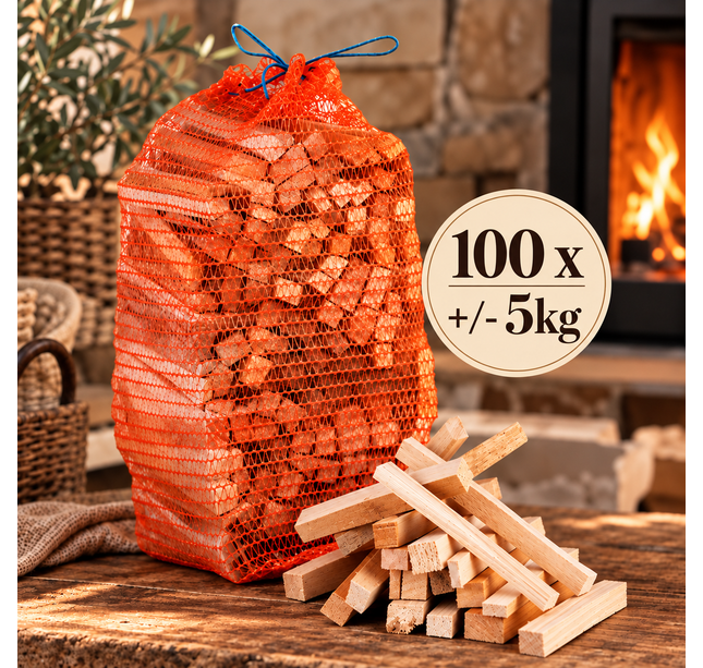 Gestapeld aanmaakhout 100x +/-5kg