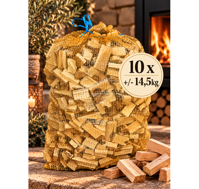 XL zak aanmaakhout blokjes 10x +/- 14,5 kg