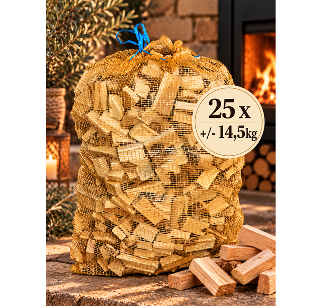 XL zak aanmaakhout blokjes 25x +/- 14,5 kg