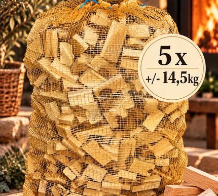 XL zak aanmaakhout blokjes 5x +/- 14,5 kg