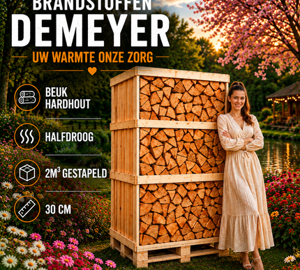 1 Pallet halfdroog beuk 2m3 +/-30cm