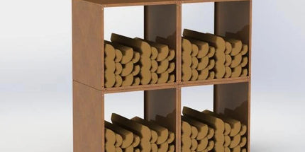 Houtopslag Cube cortenstaal