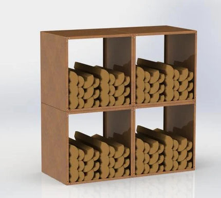 Houtopslag Cube cortenstaal