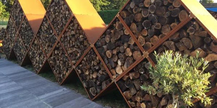 Houtopslag Cube cortenstaal