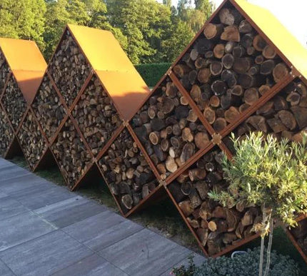 Houtopslag Cube cortenstaal