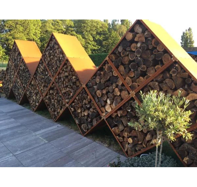 Houtopslag Cube cortenstaal