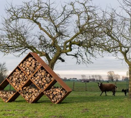 Houtopslag Cube cortenstaal