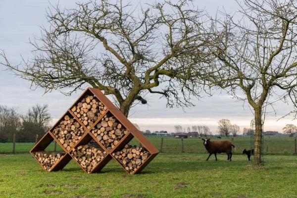 Houtopslag Cube cortenstaal