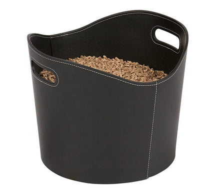 Pellet emmer lederlook H31,5cm