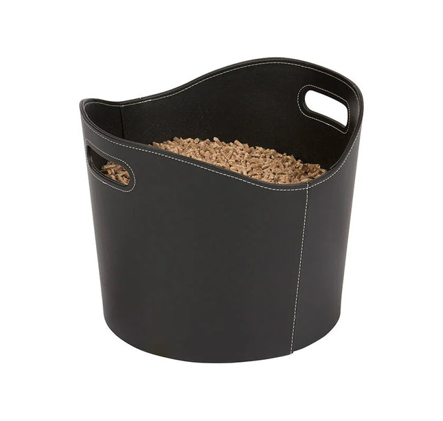 Pellet emmer lederlook H31,5cm