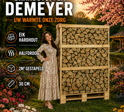 2 Pallet halfdroog eik 2m3 +/-30cm