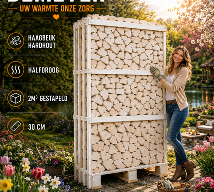 2 Pallet halfdroog haagbeuk 2m3 +/-30cm NIET MEER LEVERBAAR DIT SEIZOEN