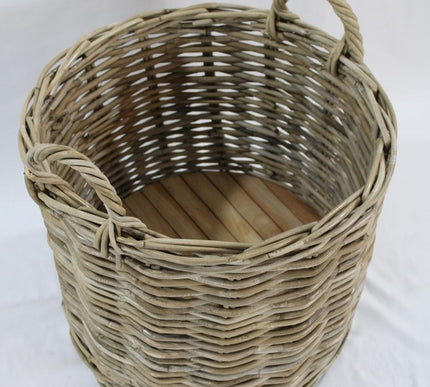 Panier en bois de jute sur roulettes
