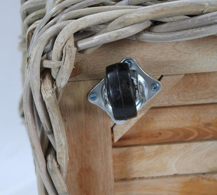 Panier ovale en rotin et bois L58 x l43 x H29