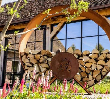 Cortenstaal houtopslag