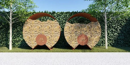 Cortenstaal houtopslag