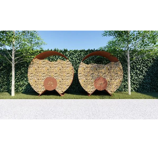 Cortenstaal houtopslag