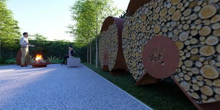 Cortenstaal houtopslag