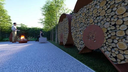 Cortenstaal houtopslag