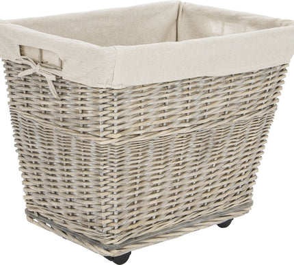 Houtmand met jute op wieltjes