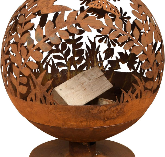 Cortenstaal lasercut vuurbal vlinder design
