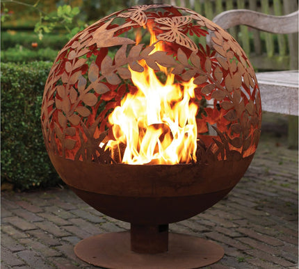 Cortenstaal lasercut vuurbal vlinder design