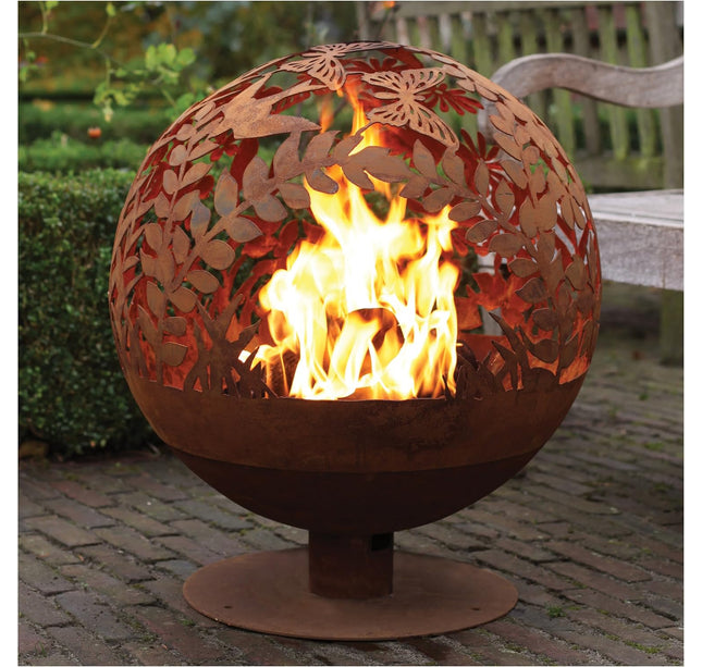 Cortenstaal lasercut vuurbal vlinder design