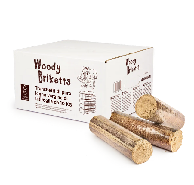 Afhaalproduct - Doos woody eik/beuk briketten 10kg