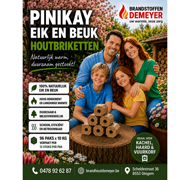 1 briquette Pal Oak-Beh 96x10kg avec trou