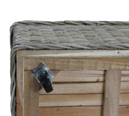 Panier en bois à roues en L et revêtement en bois moyen