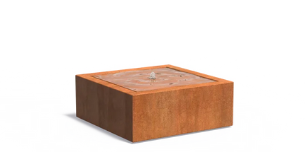 Waterfontein in cortenstaal met verlichting 100x100x40cm